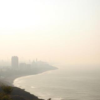 Mumbai coastal walk with bucket and gauze scarf