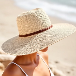 Panama hat on coastal promenade