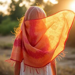 Chanderi scarf catching soft light