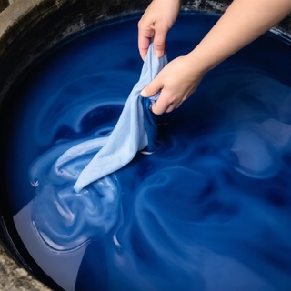 Dye vat and rinsed fabric