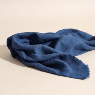 Indigo linen scarf with soft crumple