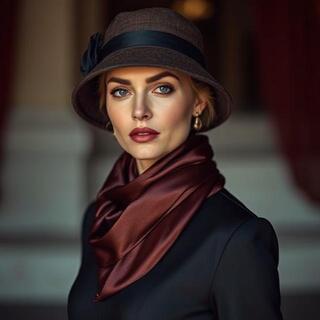 Evening pairing: cloche and satin fall