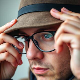 Adjusting brim tilt above glasses