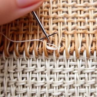 Tucking a loose thread back into the weave
