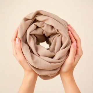 Loose roll of a satin scarf for storage