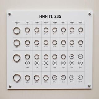 Hat size ring chart and scarf length marks