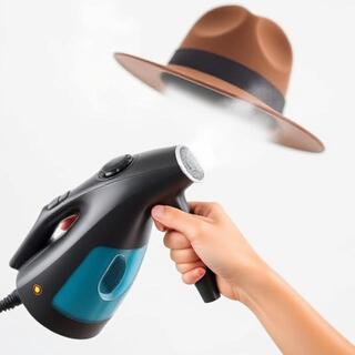 Handheld steamer used at safe distance